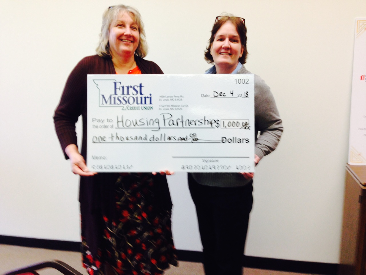 Housing Partnership received $1,000 for its consumer education!